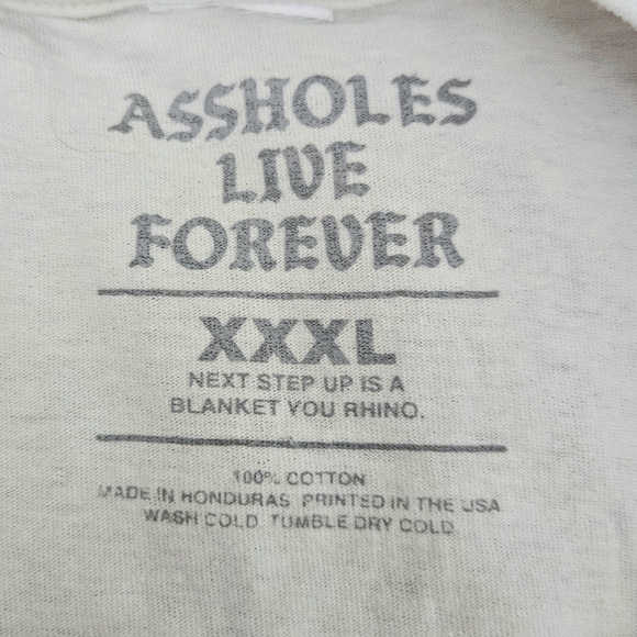 Assholes Live Forever Mens White Long Sleeve Graphic T-shirt size XXXL - Picture 4 of 5